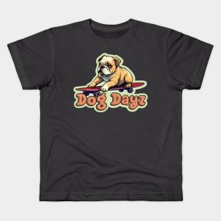 Bulldog on a Skateboard Kids T-Shirt